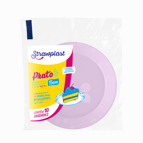 PRATO REDONDO PR15 LILAS CANDY 10UN STRAWPLAST