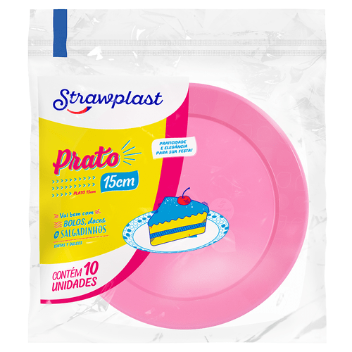 PRATO REDONDO PR15 ROSA 10UN STRAWPLAST
