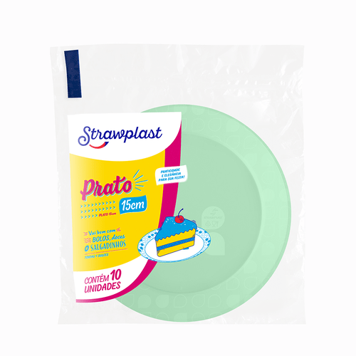 PRATO REDONDO PR15 VERDE CANDY 10UN STRAWPLAST