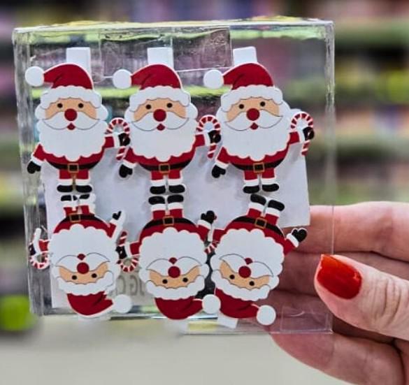 PRENDEDOR PAPAI NOEL VRM/BCO 5CM C/6 CROMUS