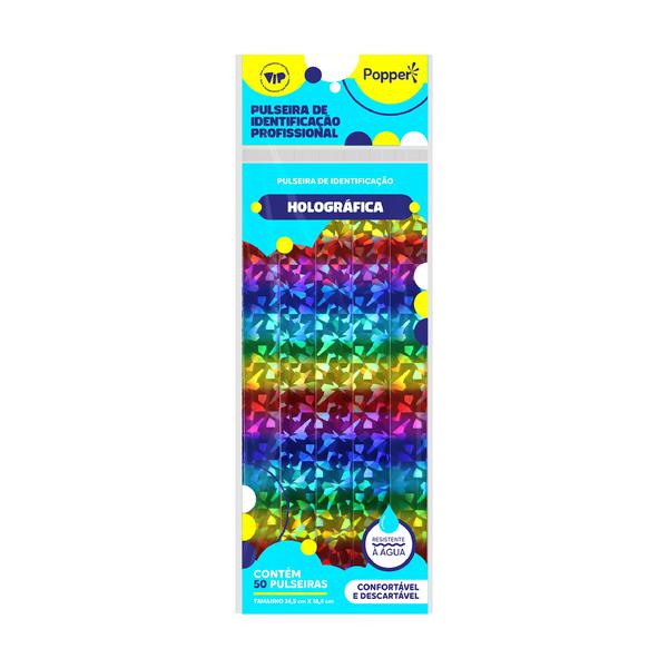 PULSEIRA DE IDENTIFICACAO HOLOGRAFICA COLORIDA 50UN POPPER