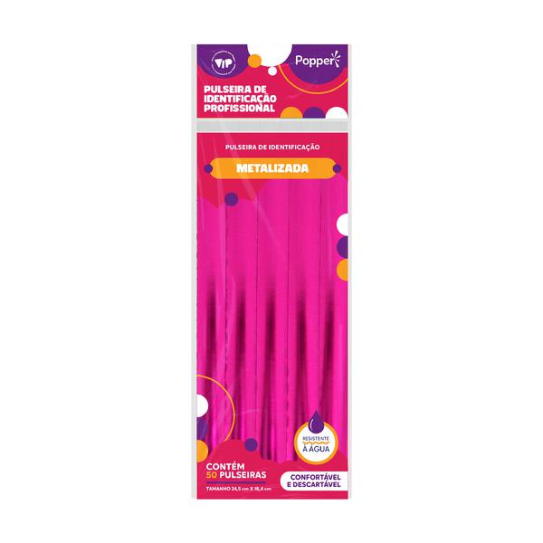 PULSEIRA DE IDENTIFICACAO METALIZADA ROSA 50UN POPPER