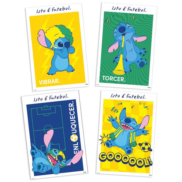 QUADROS DECORATIVOS  STITCH NA COPA 4UN FESTCOLOR