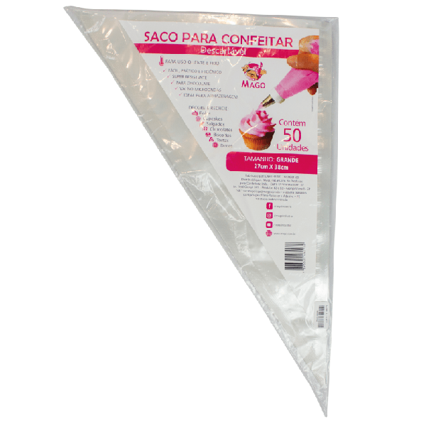 SACO CONFEITAR DESCARTAVEL GRANDE 50UN MAGO