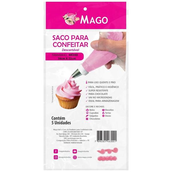 SACO CONFEITAR DESCARTAVEL MEDIO 05UN MAGO