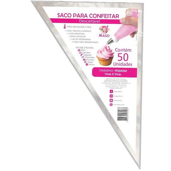 SACO CONFEITAR DESCARTAVEL PEQUENO 50UN MAGO