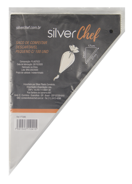 SACO DE CONFEITAR DESCARTAVEL PEQUENO 100UN SILVER