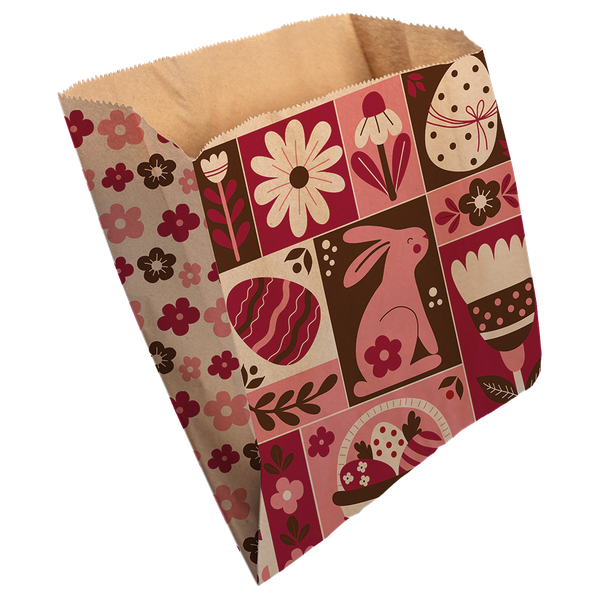 SACO DE PAPEL FUNDO RETO 18X13,5X5CM PASCOA CHERRY 50UN FESTCOLOR
