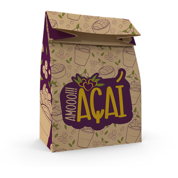 SACO DE PAPEL M DELIVERY AMO ACAI FOOD SERVICE 50UN FESTCOLOR