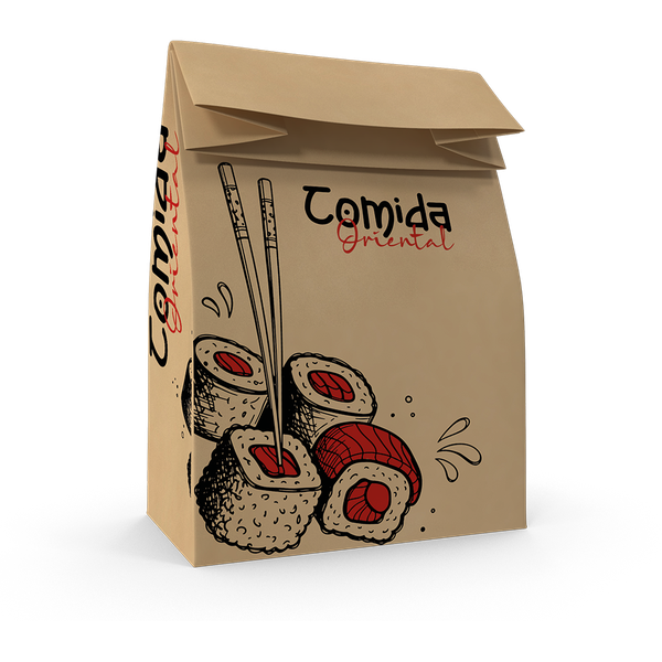 SACO DE PAPEL M DELIVERY COMIDA ORIENTAL FOOD SERVICE 50UN FESTCOLOR