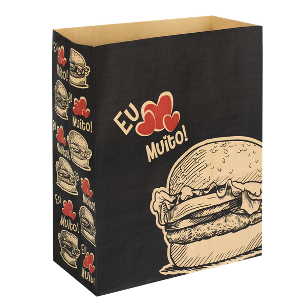SACO DE PAPEL M HAMBURGUER PRETO FOOD SERVICE 50UN FESTCOLOR