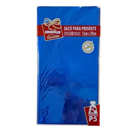 SACO METALIZADO 15X29 AZUL INTENSO 50UN CROMUS