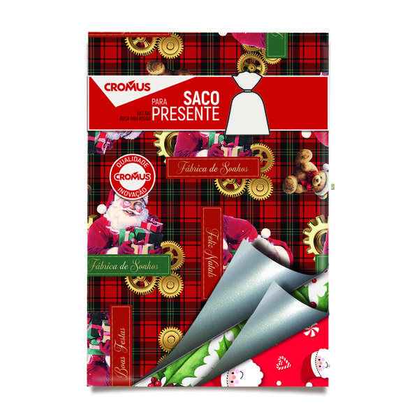 SACO METALIZADO 20X29 NATAL SORTIDO 50UN CROMUS