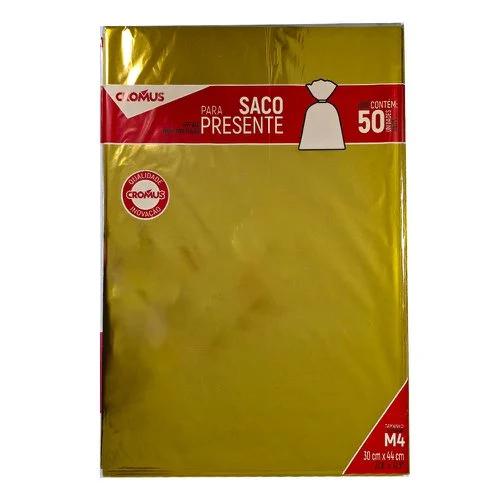 SACO METALIZADO 30X44 DOURADO 50UN CROMUS