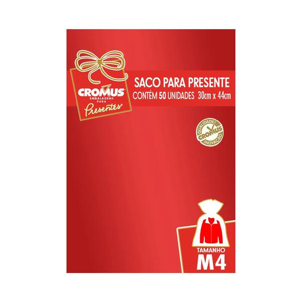 SACO METALIZADO 30X44 VERMELHO 50UN CROMUS