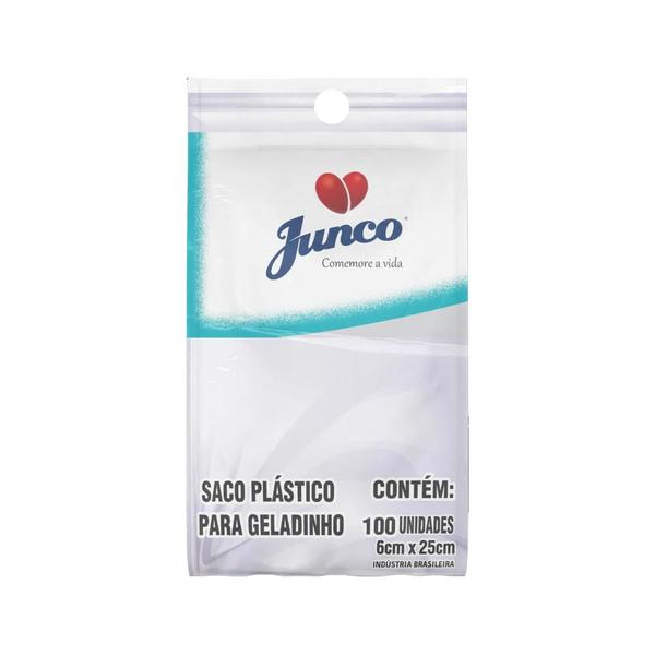 SACO PLASTICO PARA GELADAO 6X25CM 100UN JUNCO