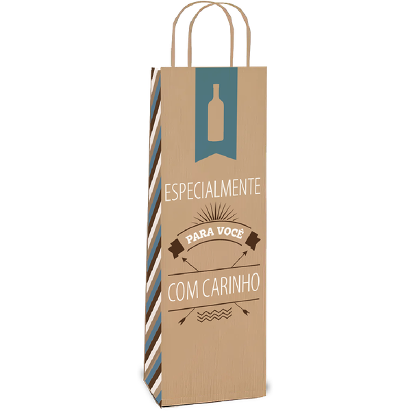 SACOLA KRAFT GARRAFA 34X14X8CM PARA ELE UN FESTCOLOR