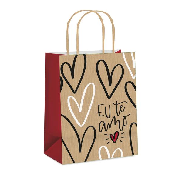 SACOLA LAMINADA 26X19,5X9,5CM TE AMO M UN CROMUS