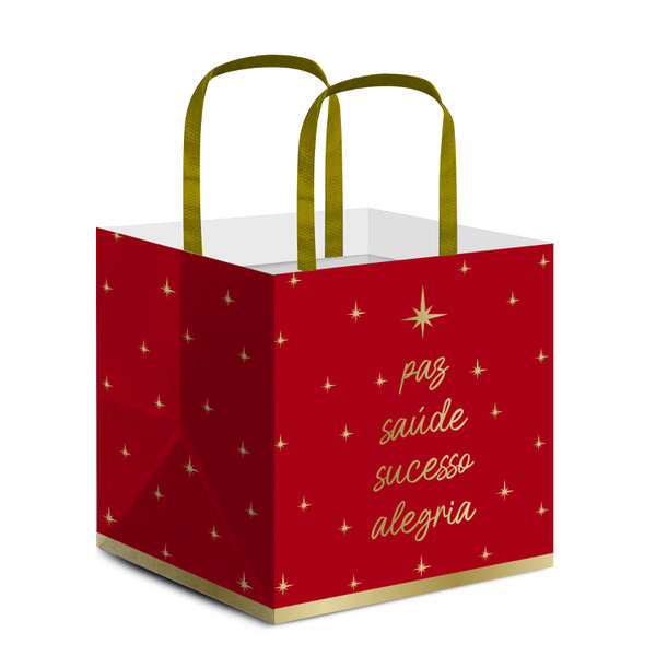 SACOLA PANETONE DESEJOS VERMELHO 27,5X22X16CM G UN CROMUS