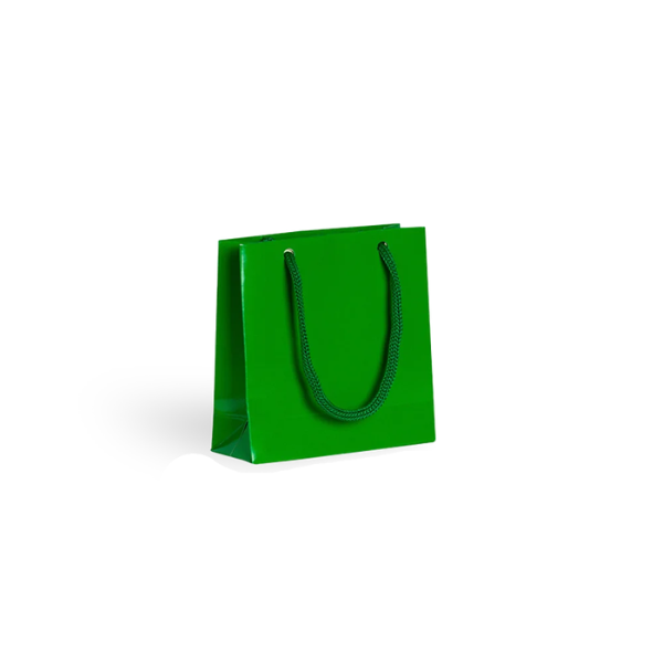 SACOLA PAPEL 10X10X4CM VERDE BANDEIRA UN LUCKY FEST