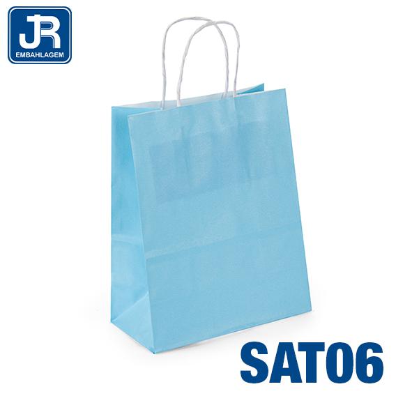 SACOLA PAPEL 15X19X8CM LISA AZUL BEBE UN JR