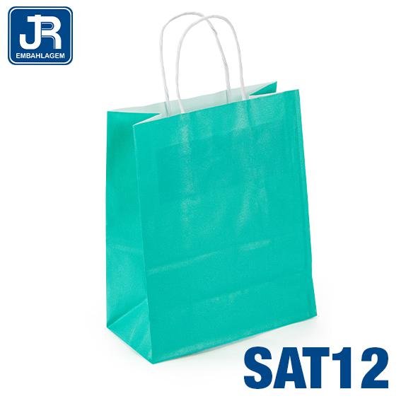 SACOLA PAPEL 15X19X8CM LISA TURQUESA UN JR