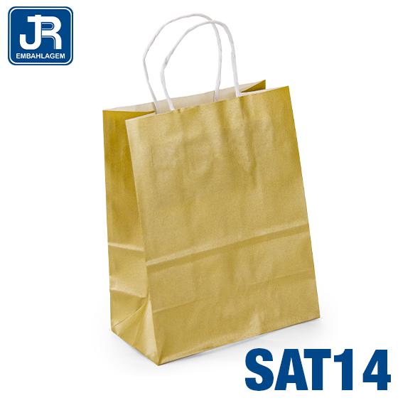 SACOLA PAPEL 15X19X8CM METALIZADA OURO UN JR