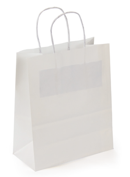 SACOLA PAPEL 18X22X10CM BRANCO UN JR