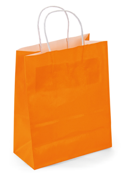 SACOLA PAPEL 18X22X10CM LARANJA UN JR