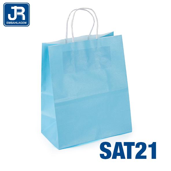 SACOLA PAPEL 18X22X10CM LISA AZUL BEBE UN JR