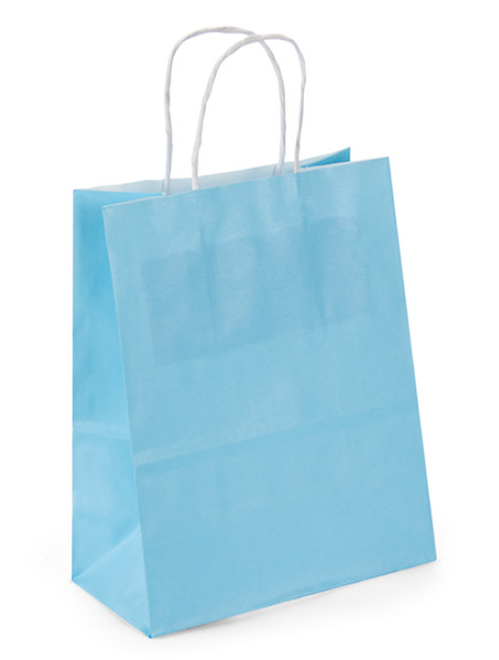 SACOLA PAPEL 18X22X10CM LISA AZUL BEBE UN JR