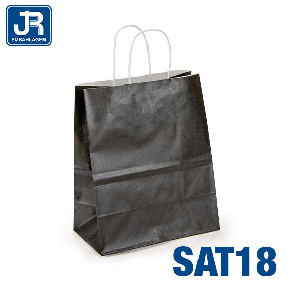 SACOLA PAPEL 18X22X10CM LISA PRETO UN JR