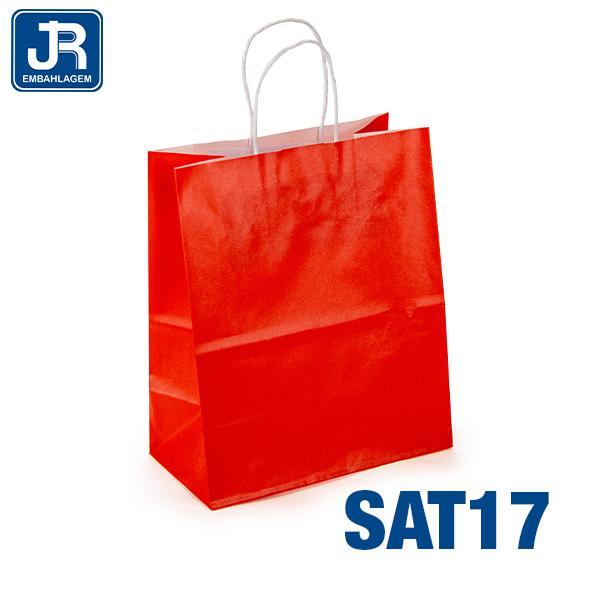 SACOLA PAPEL 18X22X10CM LISA VERMELHO UN JR