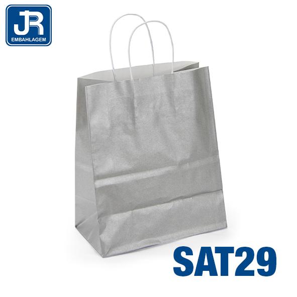 SACOLA PAPEL 18X22X10CM METALIZADA PRATA UN JR