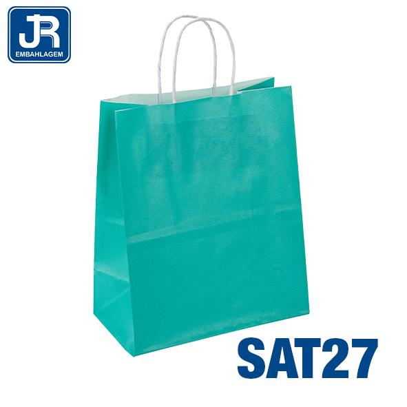 SACOLA PAPEL 18X22X10CM TURQUESA UN JR