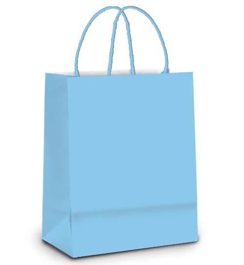 SACOLA PAPEL 21,5X15X8CM LISA AZUL BEBE UN CROMUS