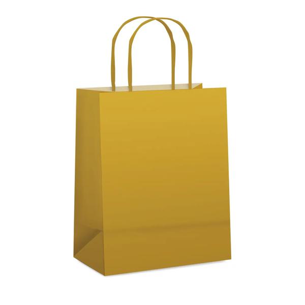 SACOLA PAPEL 21,5X15X8CM LISA OURO FOSCO UN CROMUS