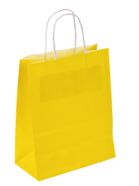 SACOLA PAPEL 23X32X10CM AMARELO UN JR
