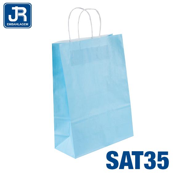 SACOLA PAPEL 23X32X10CM AZUL BEBE UN JR