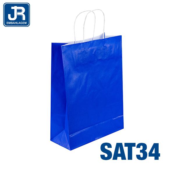 SACOLA PAPEL 23X32X10CM AZUL BIC UN JR
