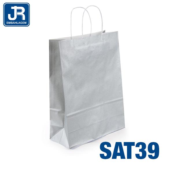 SACOLA PAPEL 23X32X10CM METALIZADA PRATA UN JR
