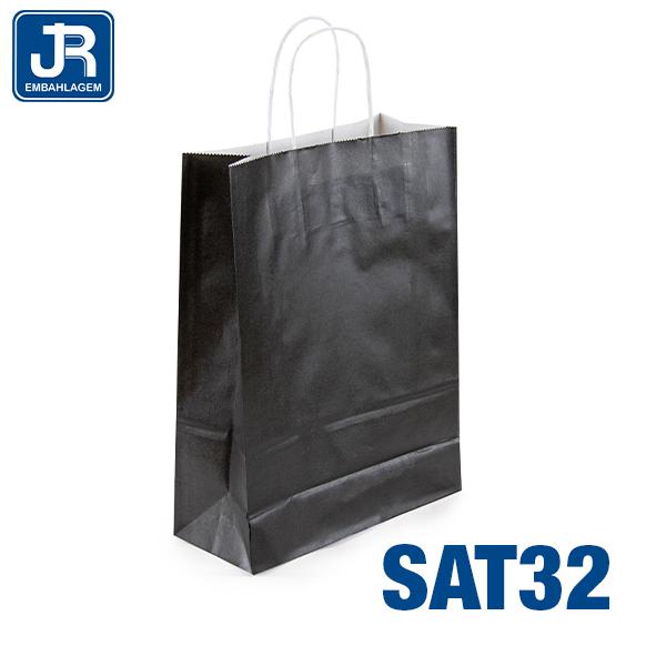SACOLA PAPEL 23X32X10CM PRETO UN JR