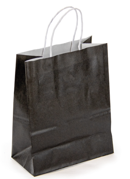 SACOLA PAPEL 23X32X10CM PRETO UN JR