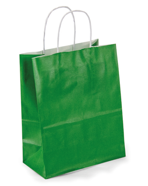 SACOLA PAPEL 23X32X10CM VERDE BANDEIRA UN JR