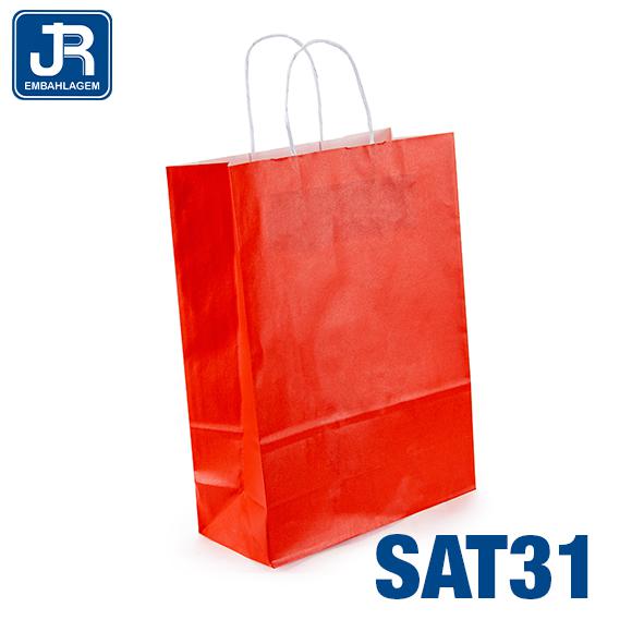 SACOLA PAPEL 23X32X10CM VERMELHO UN JR