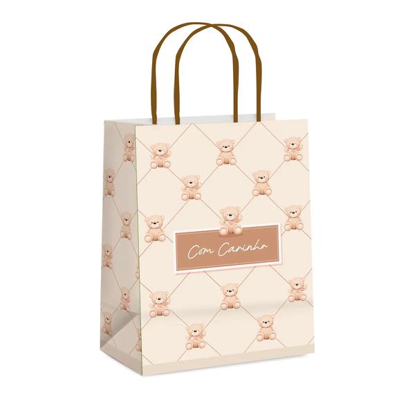 SACOLA PAPEL 26X19,5X9,5CM BOTONE BEGE UN CROMUS