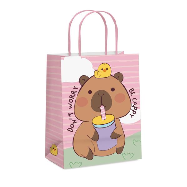SACOLA PAPEL 26X19,5X9,5CM CAPIVARA CLUB UN CROMUS