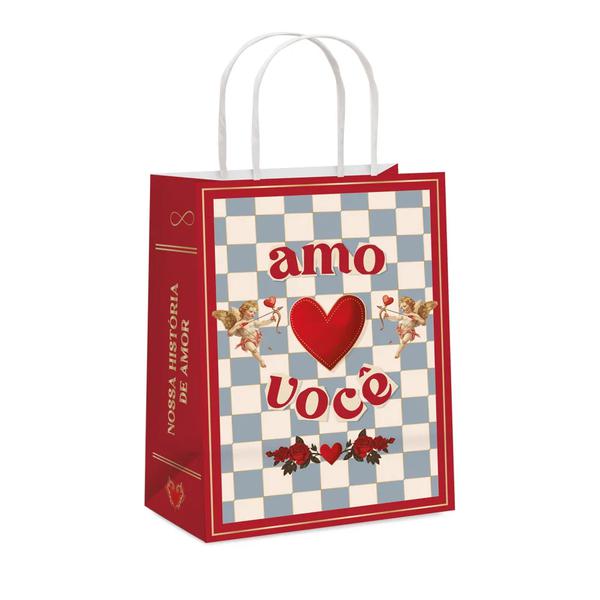 SACOLA PAPEL 26X19,5X9,5CM HISTORIA DE AMOR UN CROMUS