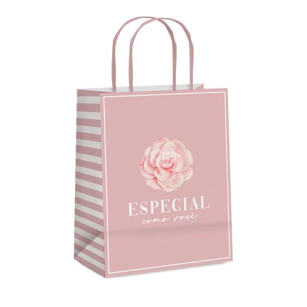 SACOLA PAPEL 32X26,5X13CM CAMELIA G UN CROMUS