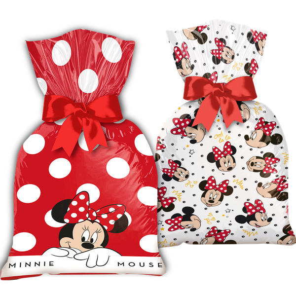 SACOLA PLASTICA MINNIE VERMELHA 12UN REGINA